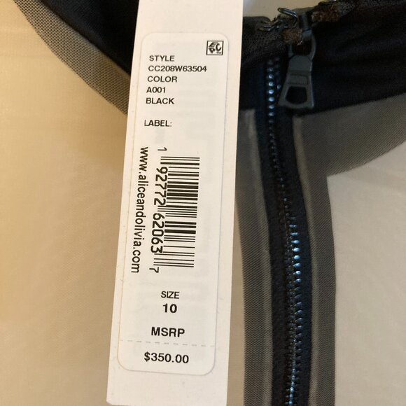 Alice & Olivia black sheer illusion mini dress NWT - Picture 3 of 3